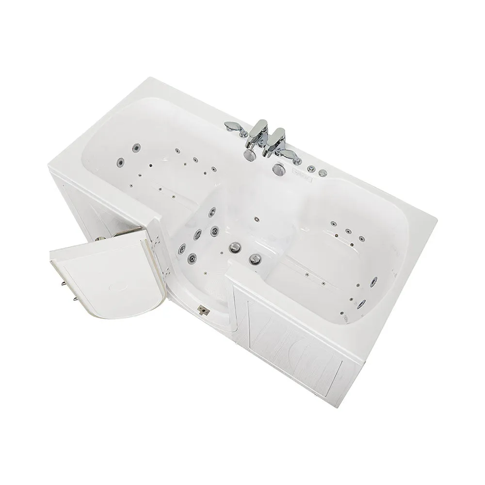 Ella Big4Two 36"x80" Hydro   Air Massage w/ Independent Foot Massage Acrylic Two Seat Walk-In-Bathtub, Left Outswing Door, 2x2 Piece Fast Fill Faucet, 2" Dual Drain