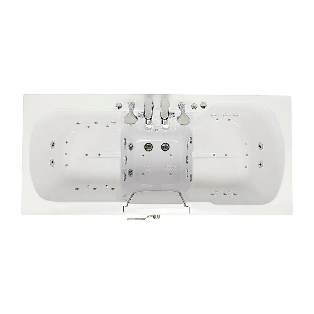 Ella Big4Two 36"x80" Hydro   Air Massage w/ Independent Foot Massage Acrylic Two Seat Walk-In-Bathtub, Left Outswing Door, 2x2 Piece Fast Fill Faucet, 2" Dual Drain