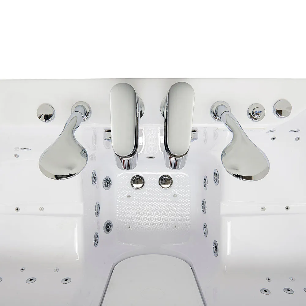 Ella Big4Two 36"x80" Hydro   Air Massage w/ Independent Foot Massage Acrylic Two Seat Walk-In-Bathtub, Left Outswing Door, Heated Seats, 2x2 Piece Fast Fill Faucet, 2" Dual Drain