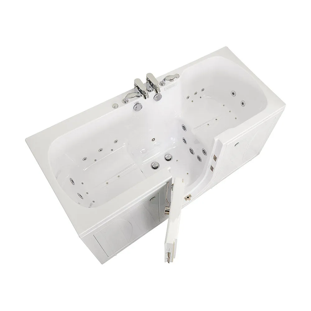 Ella Big4Two 36"x80" Hydro   Air Massage w/ Independent Foot Massage Acrylic Two Seat Walk-In-Bathtub, Left Outswing Door, Heated Seats, 2x2 Piece Fast Fill Faucet, 2" Dual Drain