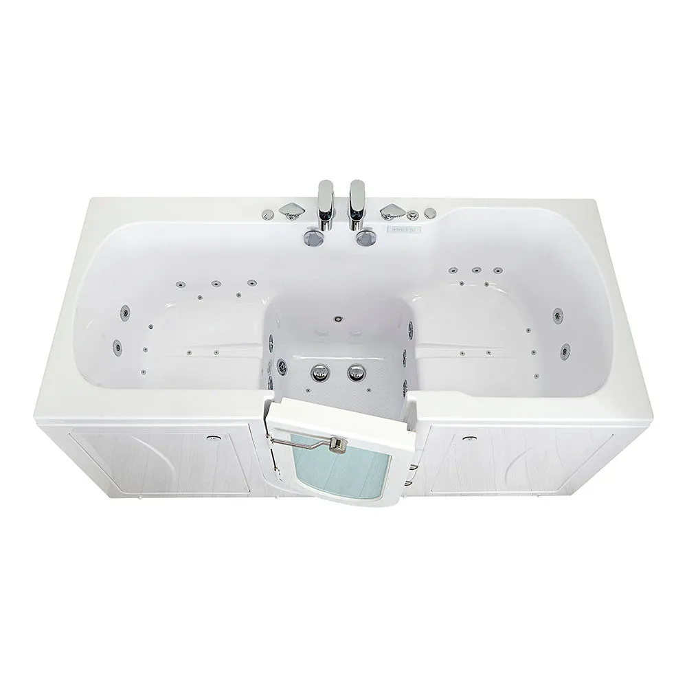 Ella Big4Two 36"x80" Hydro   Air Massage w/ Independent Foot Massage Acrylic Two Seat Walk-In-Bathtub, Left Outswing Door, Heated Seats, 2x2 Piece Fast Fill Faucet, 2" Dual Drain
