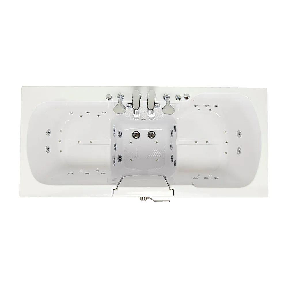 Ella Big4Two 36"x80" Hydro   Air Massage w/ Independent Foot Massage Acrylic Two Seat Walk-In-Bathtub, Right Outswing Door, 2x2 Piece Fast Fill Faucet, 2" Dual Drain