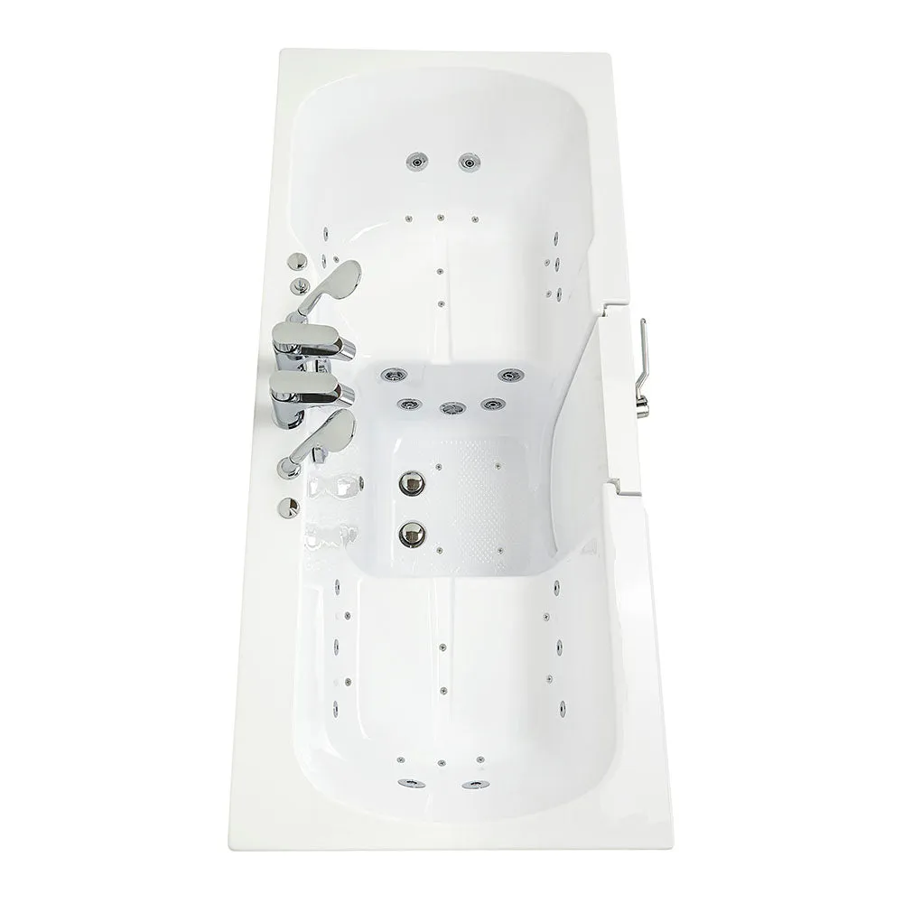 Ella Big4Two 36"x80" Hydro   Air Massage w/ Independent Foot Massage Acrylic Two Seat Walk-In-Bathtub, Right Outswing Door, 2x2 Piece Fast Fill Faucet, 2" Dual Drain