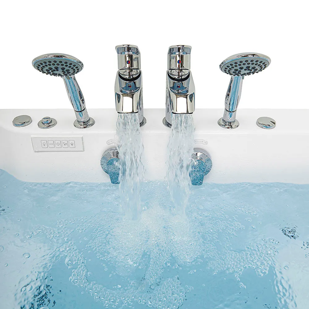 Ella Big4Two 36"x80" Hydro   Air Massage w/ Independent Foot Massage Acrylic Two Seat Walk-In-Bathtub, Right Outswing Door, 2x2 Piece Fast Fill Faucet, 2" Dual Drain
