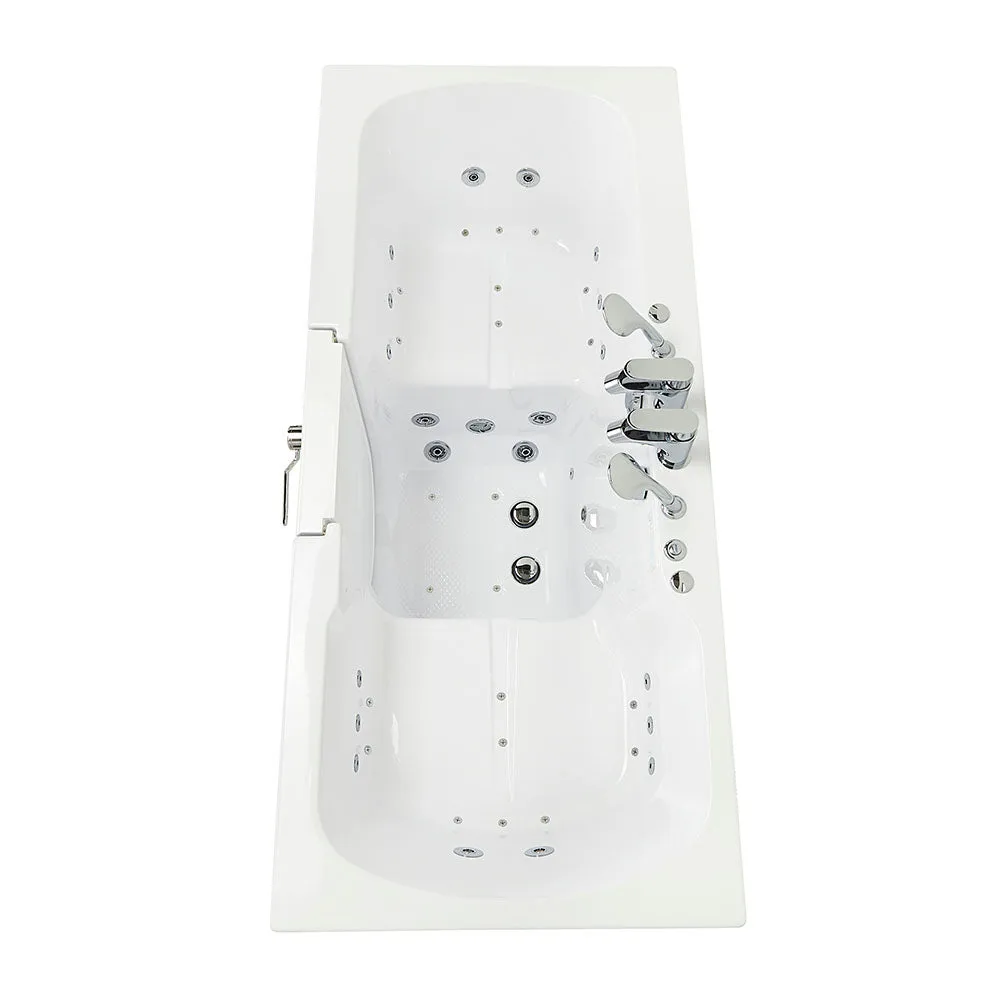Ella Big4Two 36"x80" Hydro   Air Massage w/ Independent Foot Massage Acrylic Two Seat Walk-In-Bathtub, Right Outswing Door, 2x2 Piece Fast Fill Faucet, 2" Dual Drain