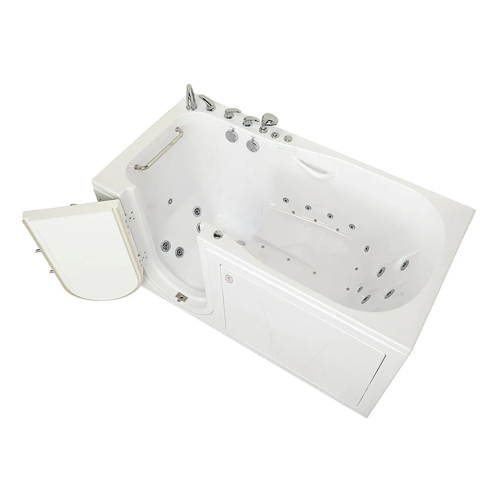 Ella Shak 36"x72" Acrylic Air and Hydro Massage w/ Independent Foot Massage Walk-In Bathtub , Left Outward Swing Door, 2" Dual Drain, Ella 5 Piece Fast Fill Faucet, Heated Seat and Backrest