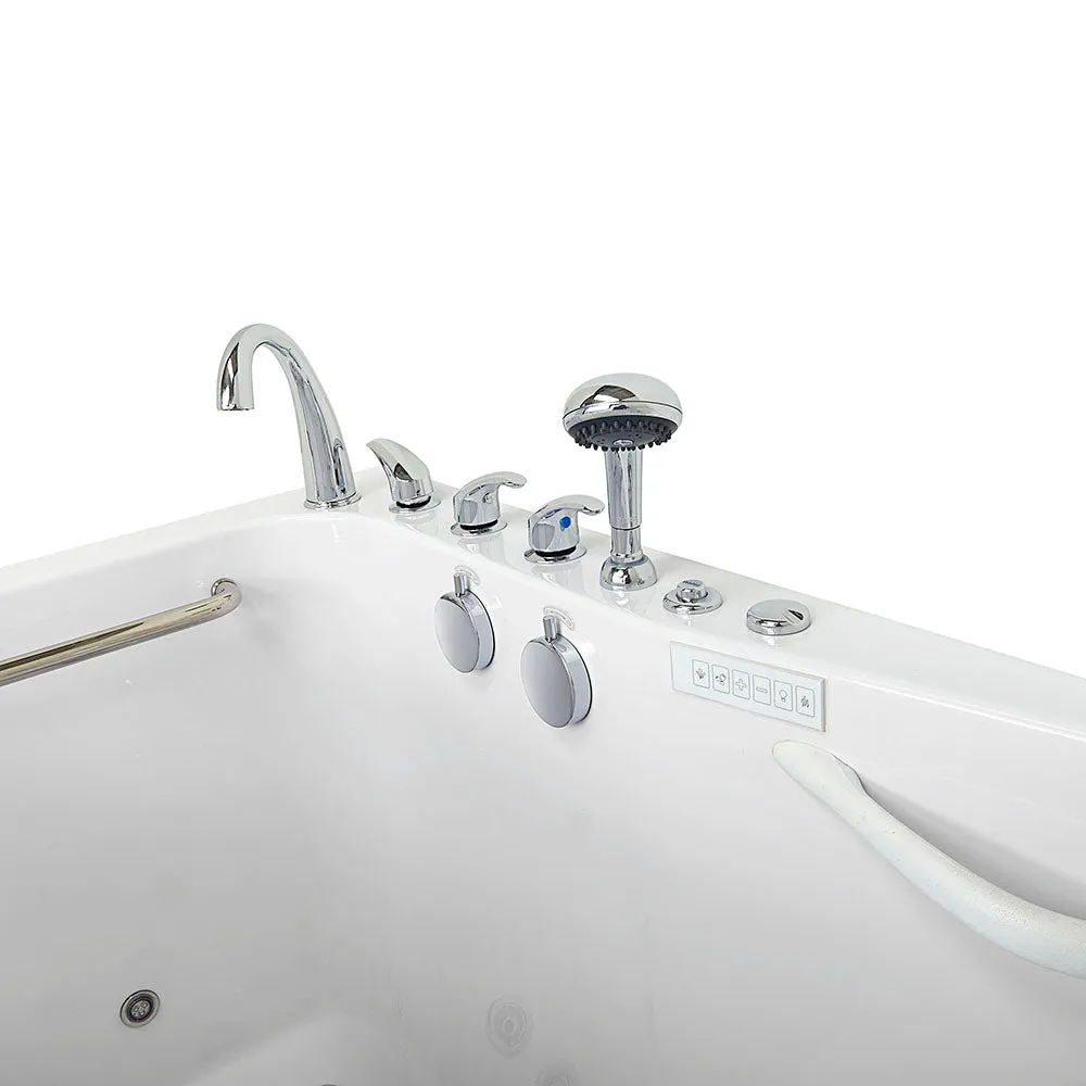 Ella Shak 36"x72" Acrylic Air and Hydro Massage w/ Independent Foot Massage Walk-In Bathtub , Left Outward Swing Door, 2" Dual Drain, Ella 5 Piece Fast Fill Faucet, Heated Seat and Backrest