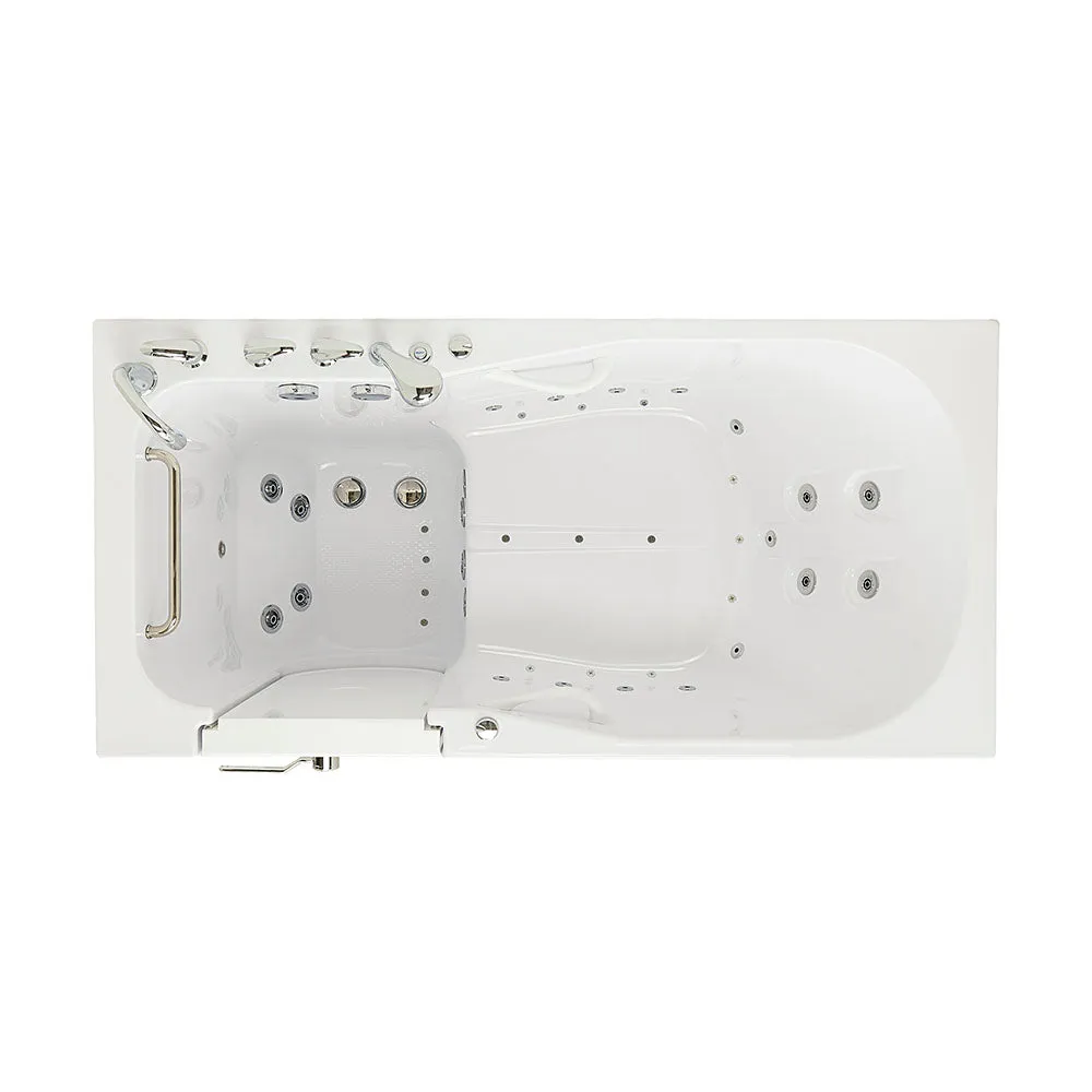 Ella Shak 36"x72" Acrylic Air and Hydro Massage w/ Independent Foot Massage Walk-In Bathtub , Left Outward Swing Door, 2" Dual Drain, Ella 5 Piece Fast Fill Faucet, Heated Seat and Backrest