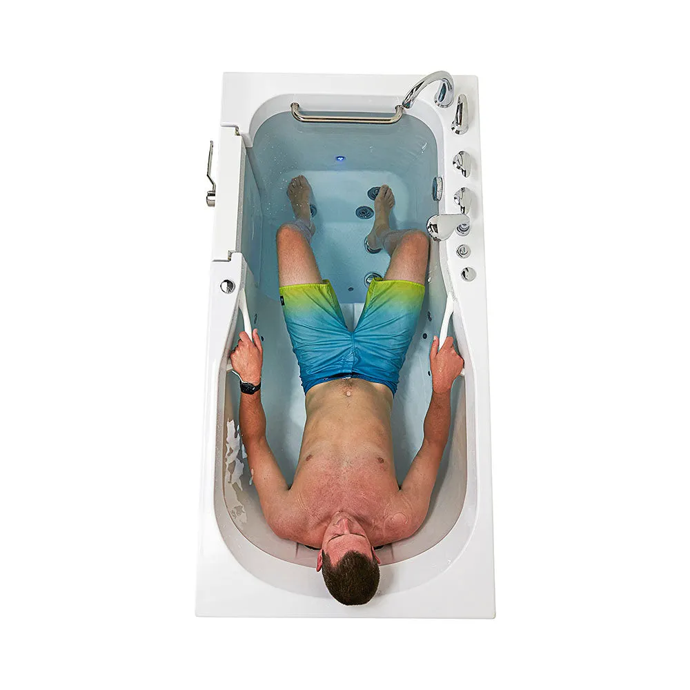 Ella Shak 36"x72" Acrylic Air and Hydro Massage w/ Independent Foot Massage Walk-In Bathtub , Left Outward Swing Door, 2" Dual Drain, Ella 5 Piece Fast Fill Faucet, Heated Seat and Backrest