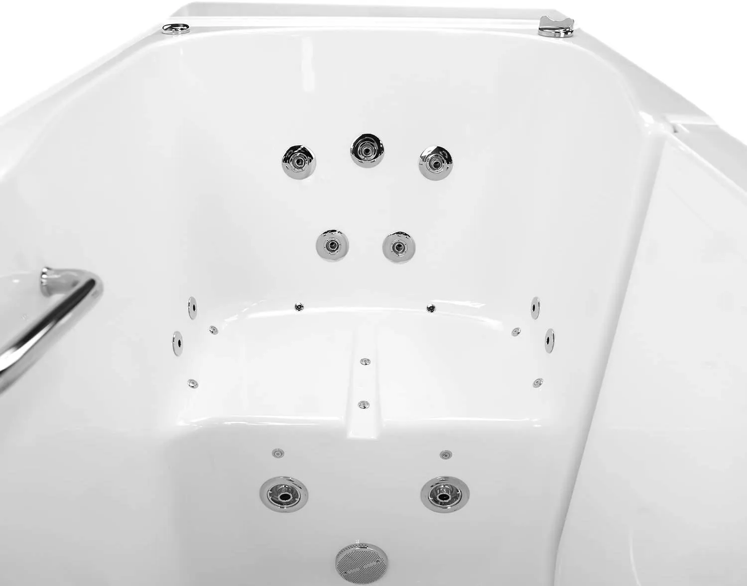 Ella's Bubbles OA3252DH-HB-L Monaco Air and Hydro Massage Acrylic Walk-In Bathtub with Heated Seat, Left Outward Swing Door, Ella 5pc. Fast-Fill Faucet Set, Dual 2" Drains, 32" x 52" x 43", White