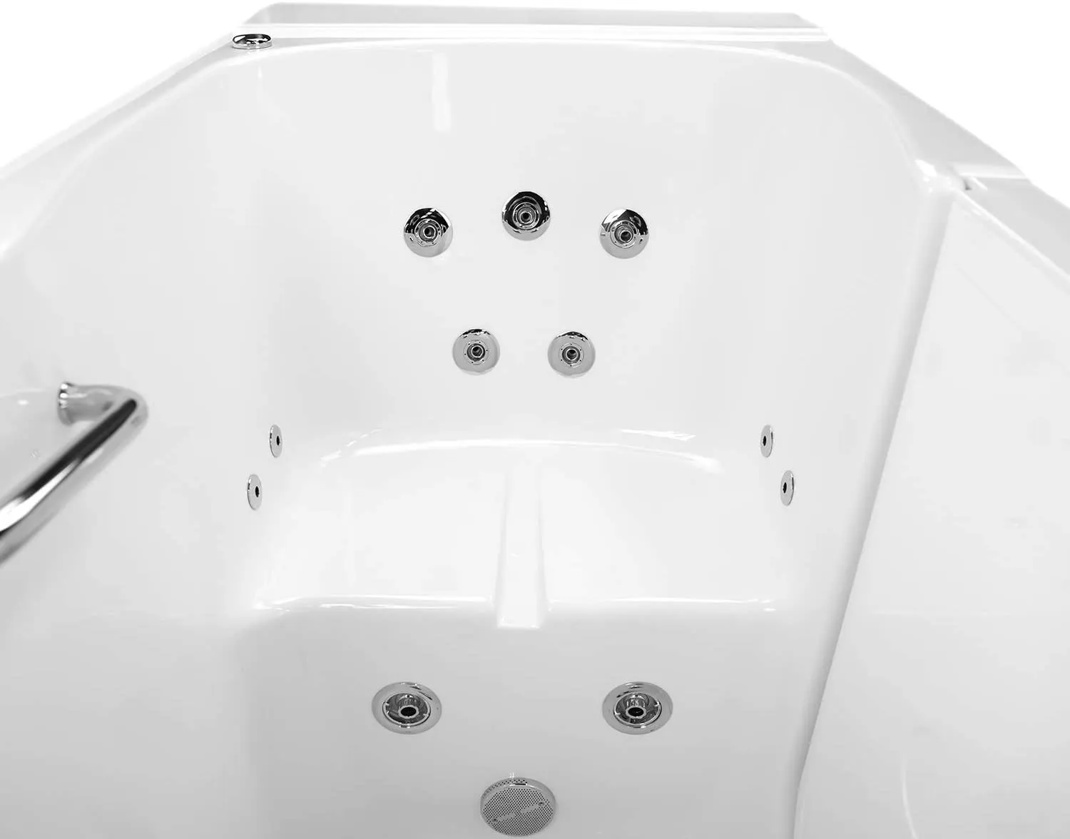 Ella's OA3252HH-HB-L Monaco Acrylic Hydro Massage and Heated Seat Walk-in Bathtub with Left Outward Swing Door, Fast Fill Faucet Set, 2" Dual Drains, 32" x 52" x 43", White