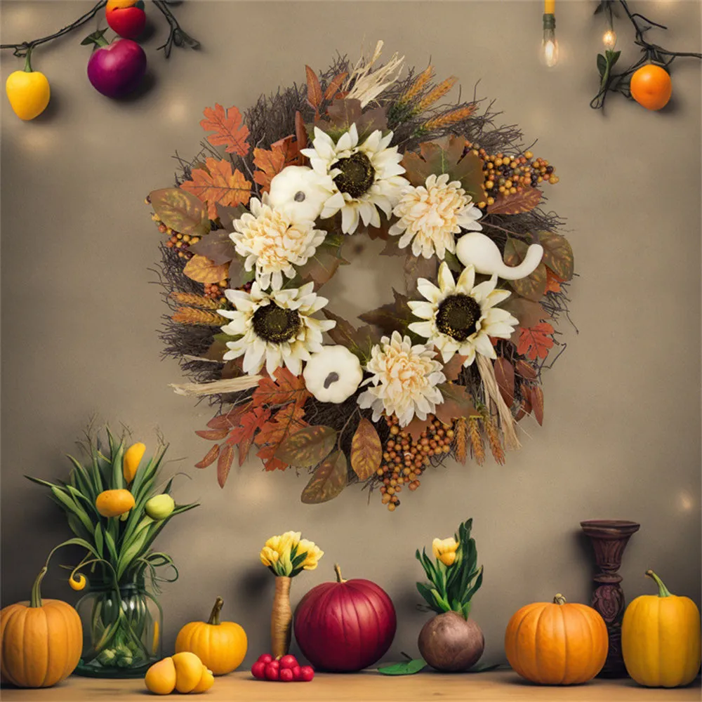 Fall Pumpkin Wreath Year Round Durable Autumn Wreath Front Door Wreath Home Decor