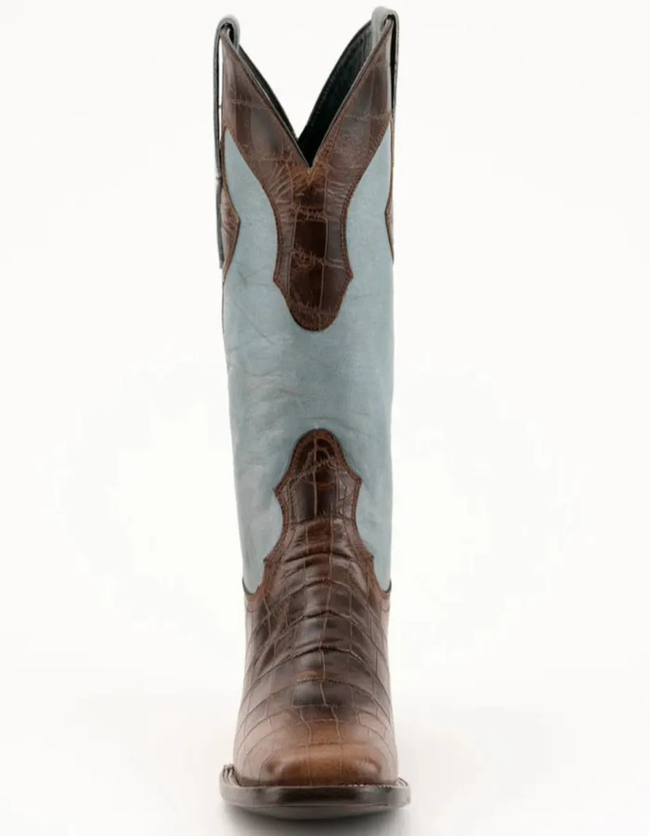 Ferrini Mustang Men's Print Alligator Boots Handcrafted Brown 4079310