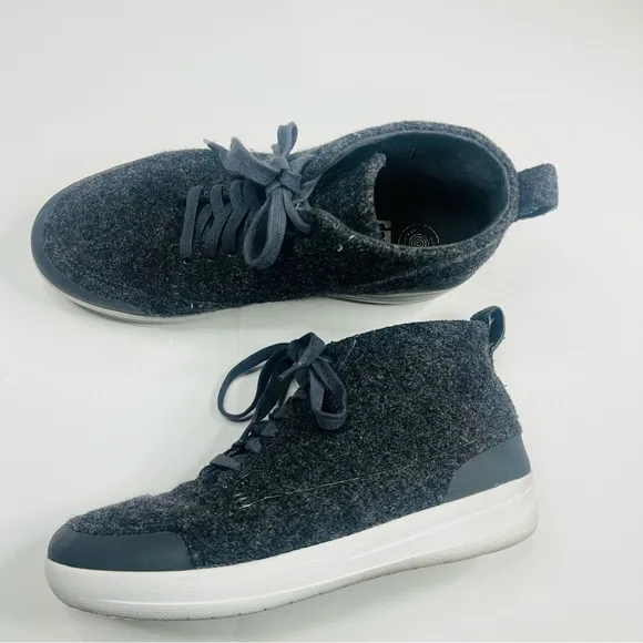 Fitflop Charcoal Stefanie Wool High Top Sneakers 9