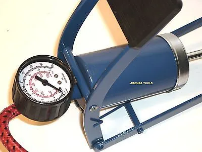 FOOT AIR PUMP WITH PRESSURE GAUGE-PUMPS TYRES, BALLS, INFLATABLE TOYS -  NEW.