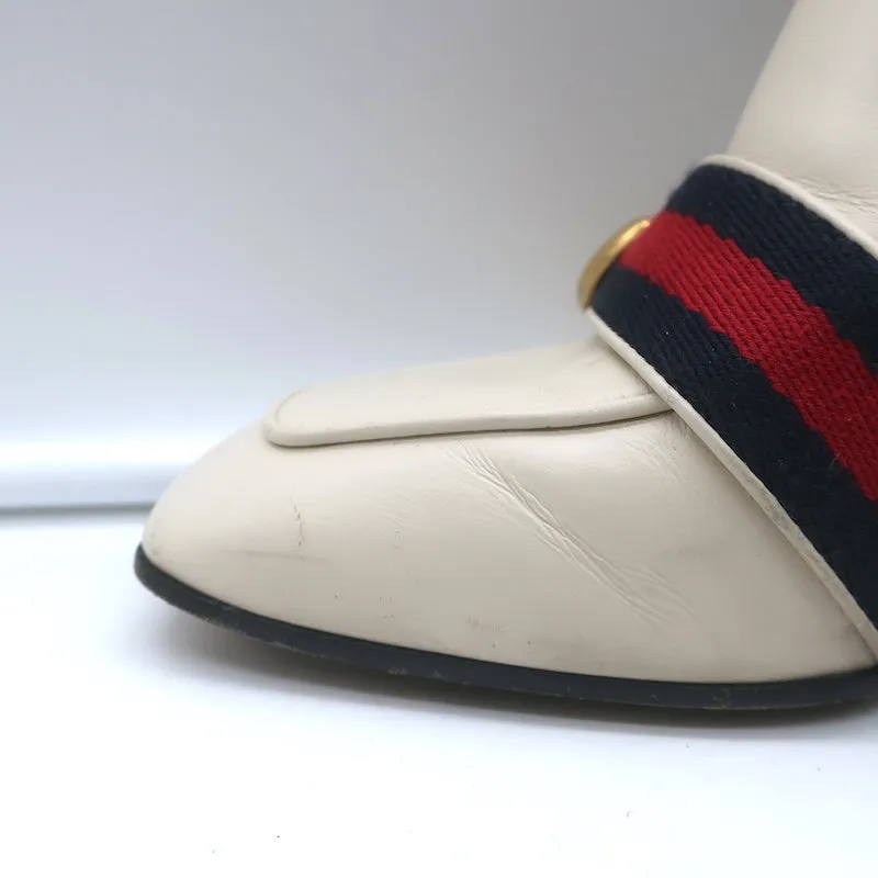 Gucci Peyton GG Marmont Pearl-Heel Loafer Pumps Cream Leather Size 36
