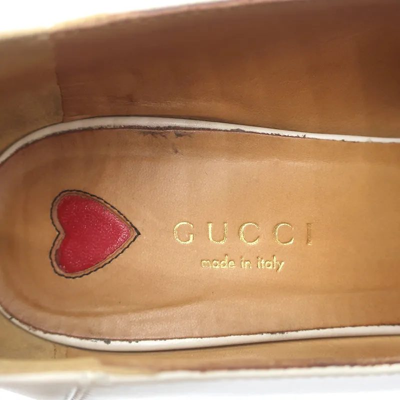 Gucci Peyton GG Marmont Pearl-Heel Loafer Pumps Cream Leather Size 36