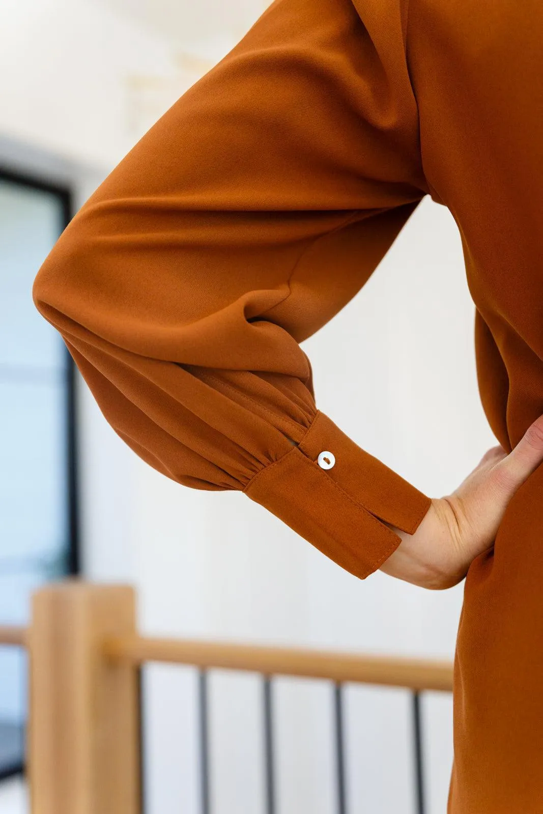 Hazel Blues® | Enjoy This Moment V Neck Blouse In Toffee