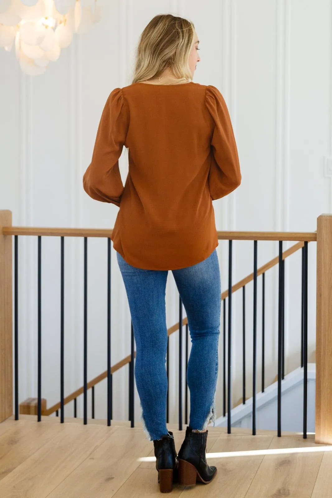 Hazel Blues® | Enjoy This Moment V Neck Blouse In Toffee