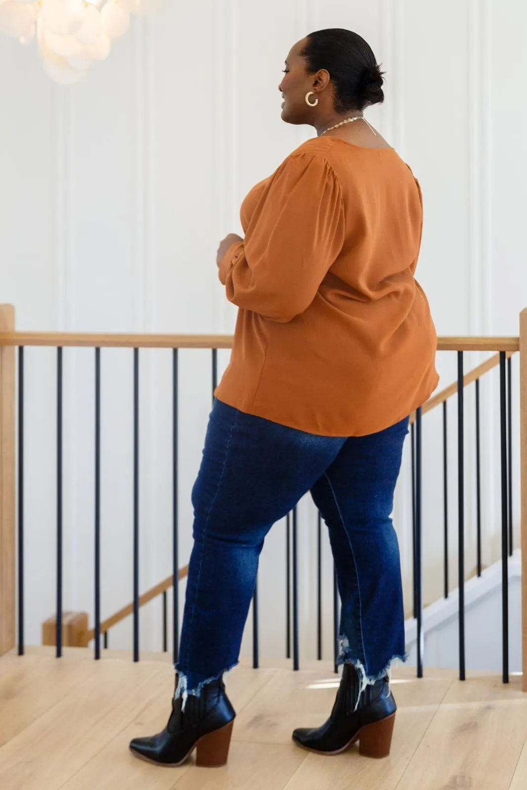 Hazel Blues® | Enjoy This Moment V Neck Blouse In Toffee