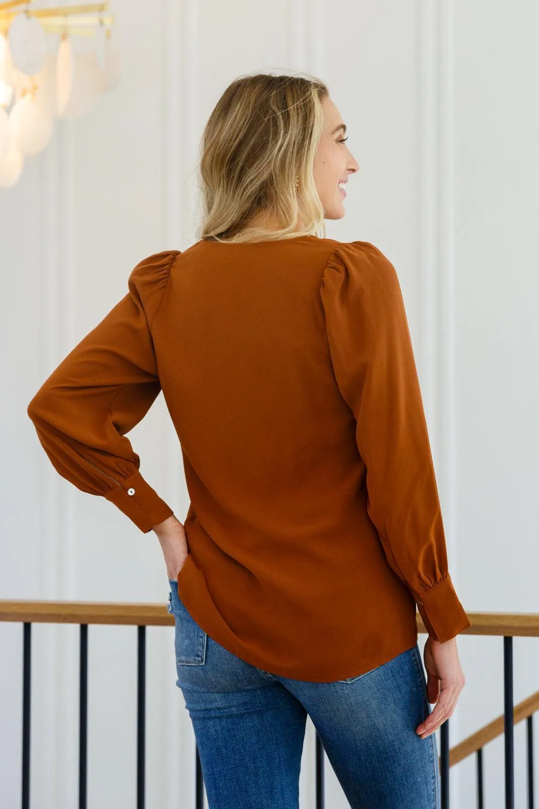 Hazel Blues® | Enjoy This Moment V Neck Blouse In Toffee