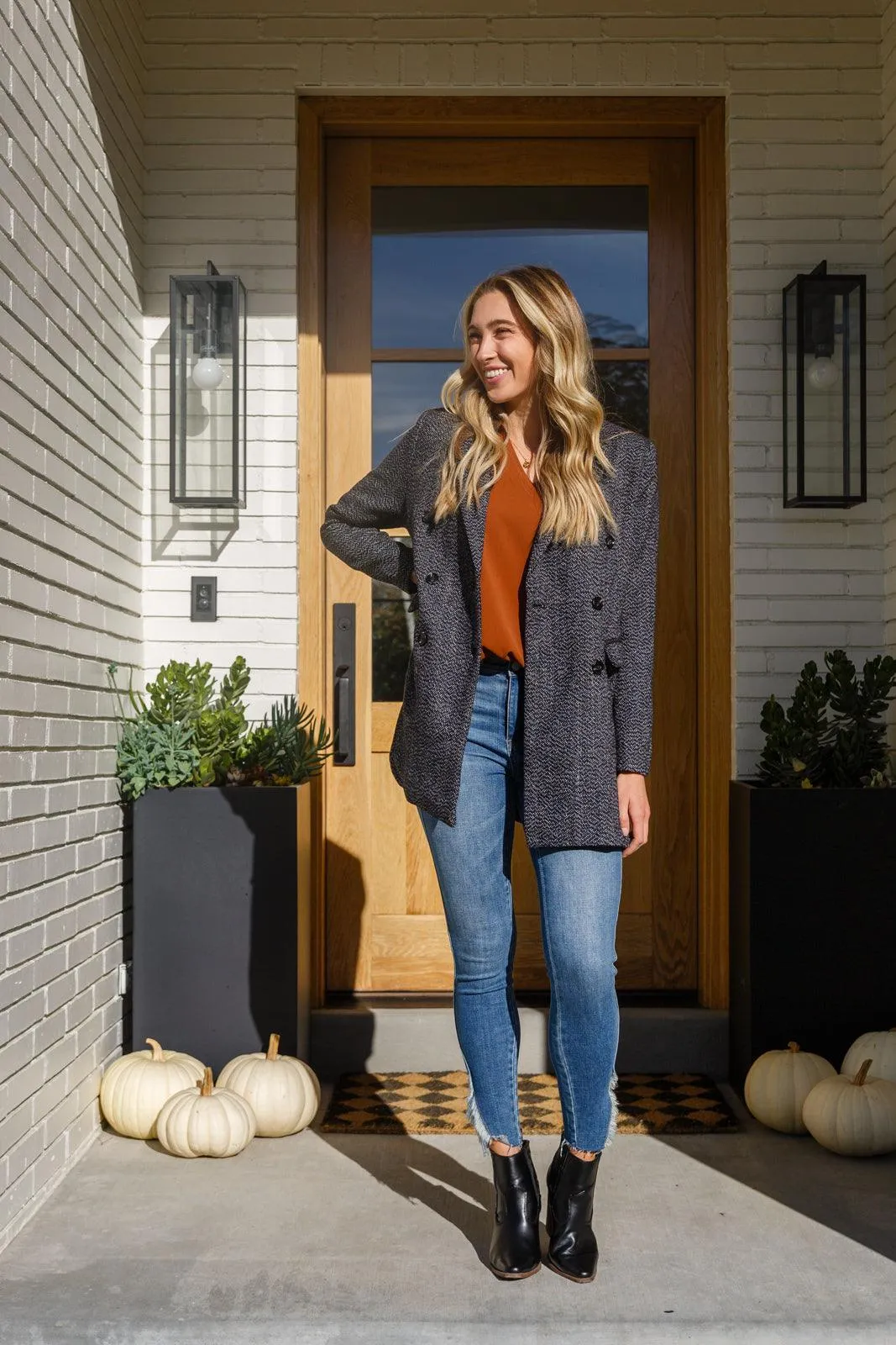 Hazel Blues® | Enjoy This Moment V Neck Blouse In Toffee