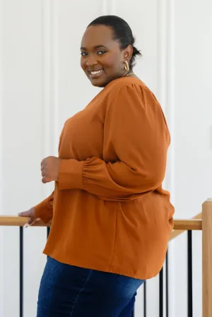 Hazel Blues® | Enjoy This Moment V Neck Blouse In Toffee