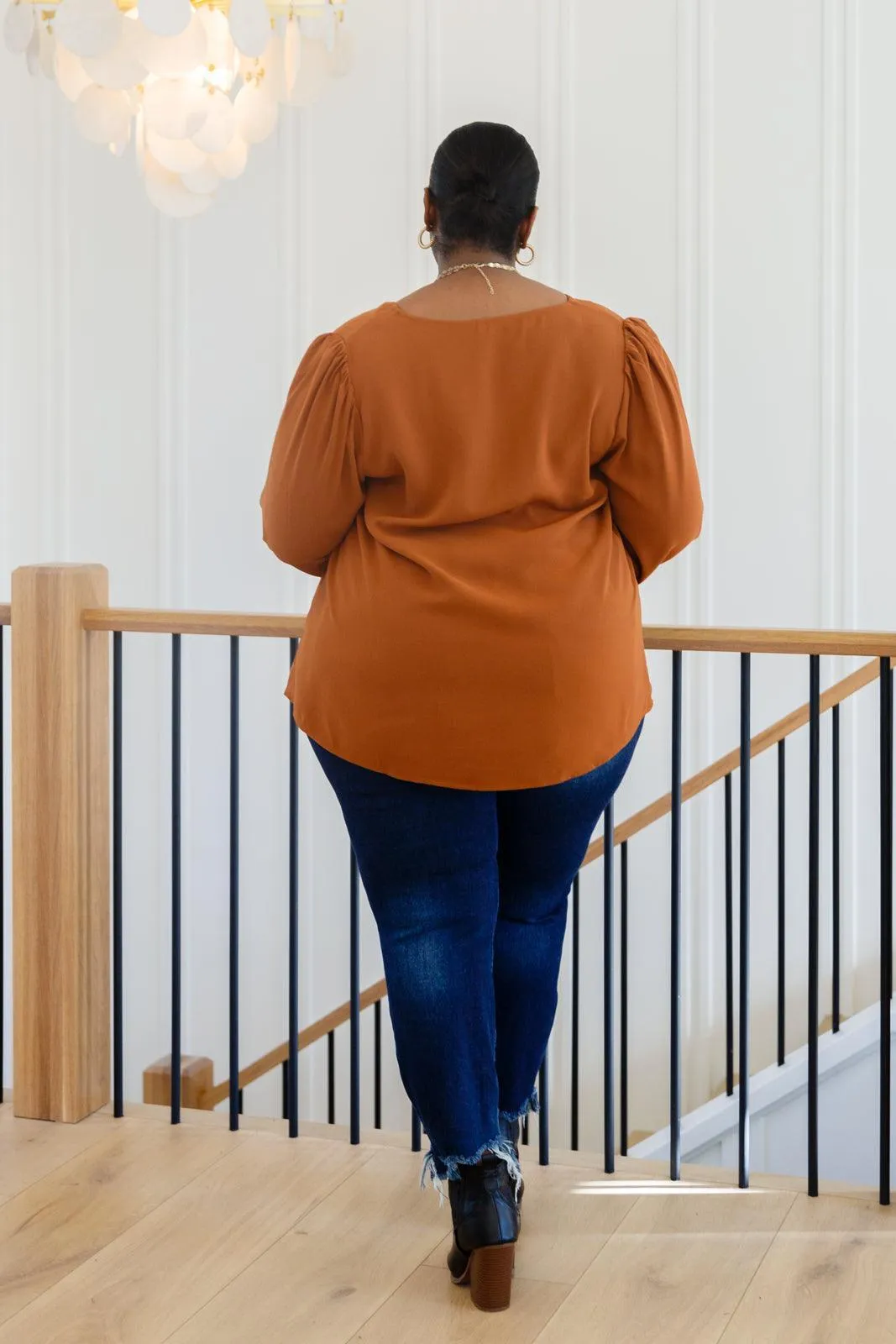 Hazel Blues® | Enjoy This Moment V Neck Blouse In Toffee
