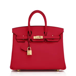 Hermes Birkin 25cm Rouge Piment Swift Red Gold Hardware