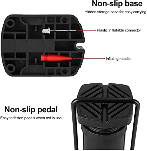 HomeBrilliant Multifunction Bike Pump -Portable Floor Bike Pump,Foot Activated Floor Bicycle Air Pump Compatible with Presta & Schrader Valves Aluminum Alloy Barrel Free Gas Needle