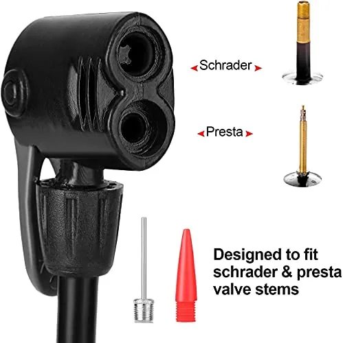 HomeBrilliant Multifunction Bike Pump -Portable Floor Bike Pump,Foot Activated Floor Bicycle Air Pump Compatible with Presta & Schrader Valves Aluminum Alloy Barrel Free Gas Needle