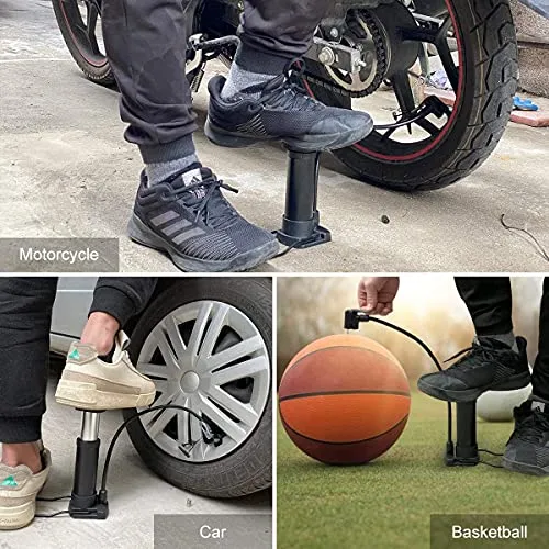 HomeBrilliant Multifunction Bike Pump -Portable Floor Bike Pump,Foot Activated Floor Bicycle Air Pump Compatible with Presta & Schrader Valves Aluminum Alloy Barrel Free Gas Needle