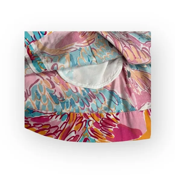 HTF: new Lilly Pulitzer 𑁍 Peel   Eat Flamingo Print Mini Skirt 𑁍 Teal Pink XS