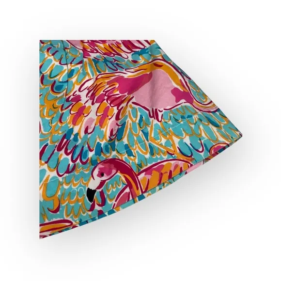 HTF: new Lilly Pulitzer 𑁍 Peel   Eat Flamingo Print Mini Skirt 𑁍 Teal Pink XS