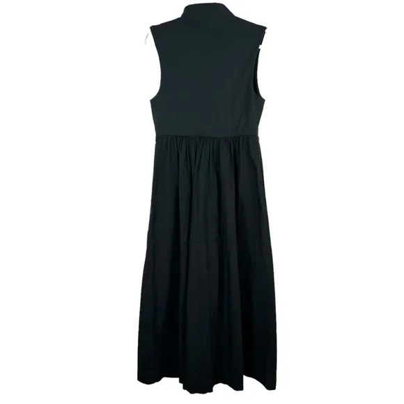 J. Crew Fitted Knit Mock Neck Dress with Poplin Skirt in Black Size Small