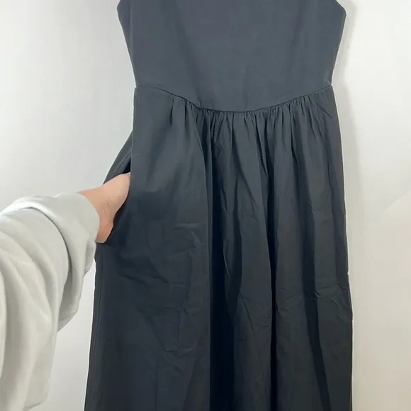 J. Crew Fitted Knit Mock Neck Dress with Poplin Skirt in Black Size Small