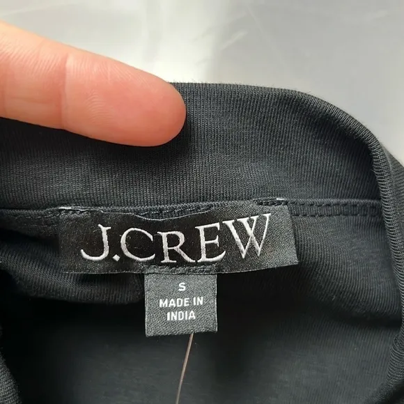 J. Crew Fitted Knit Mock Neck Dress with Poplin Skirt in Black Size Small