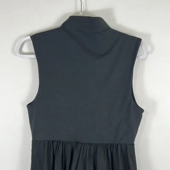 J. Crew Fitted Knit Mock Neck Dress with Poplin Skirt in Black Size Small