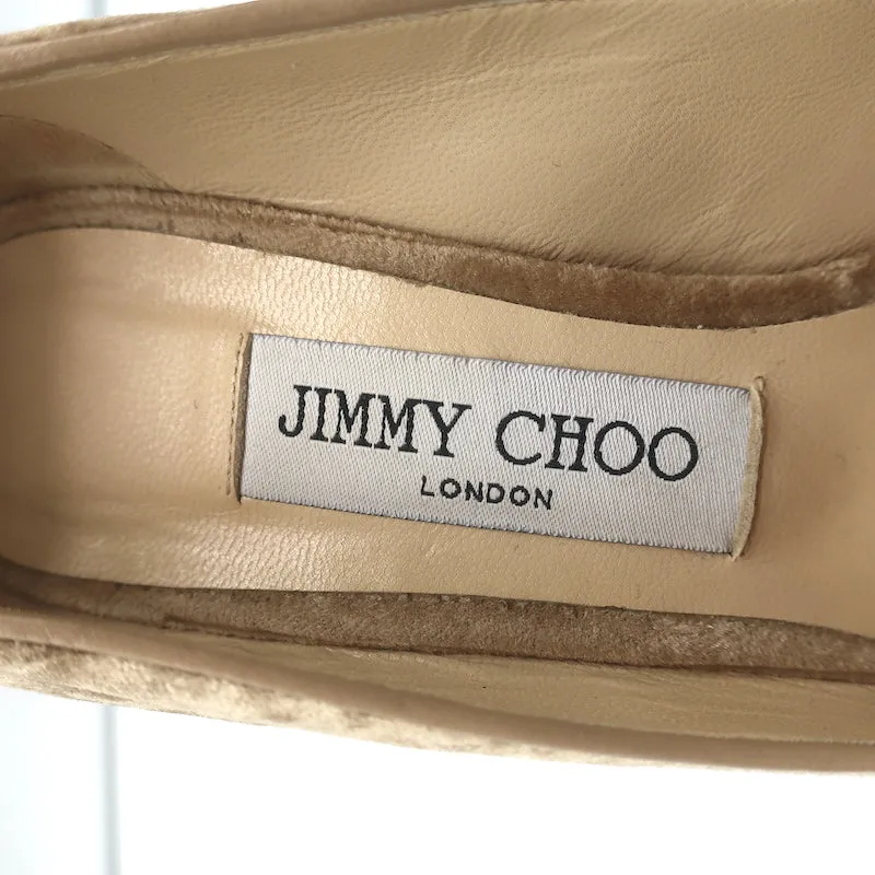 Jimmy Choo Romy 100 Crushed Velvet Pumps Nude Size 36 Pointed Toe Heels