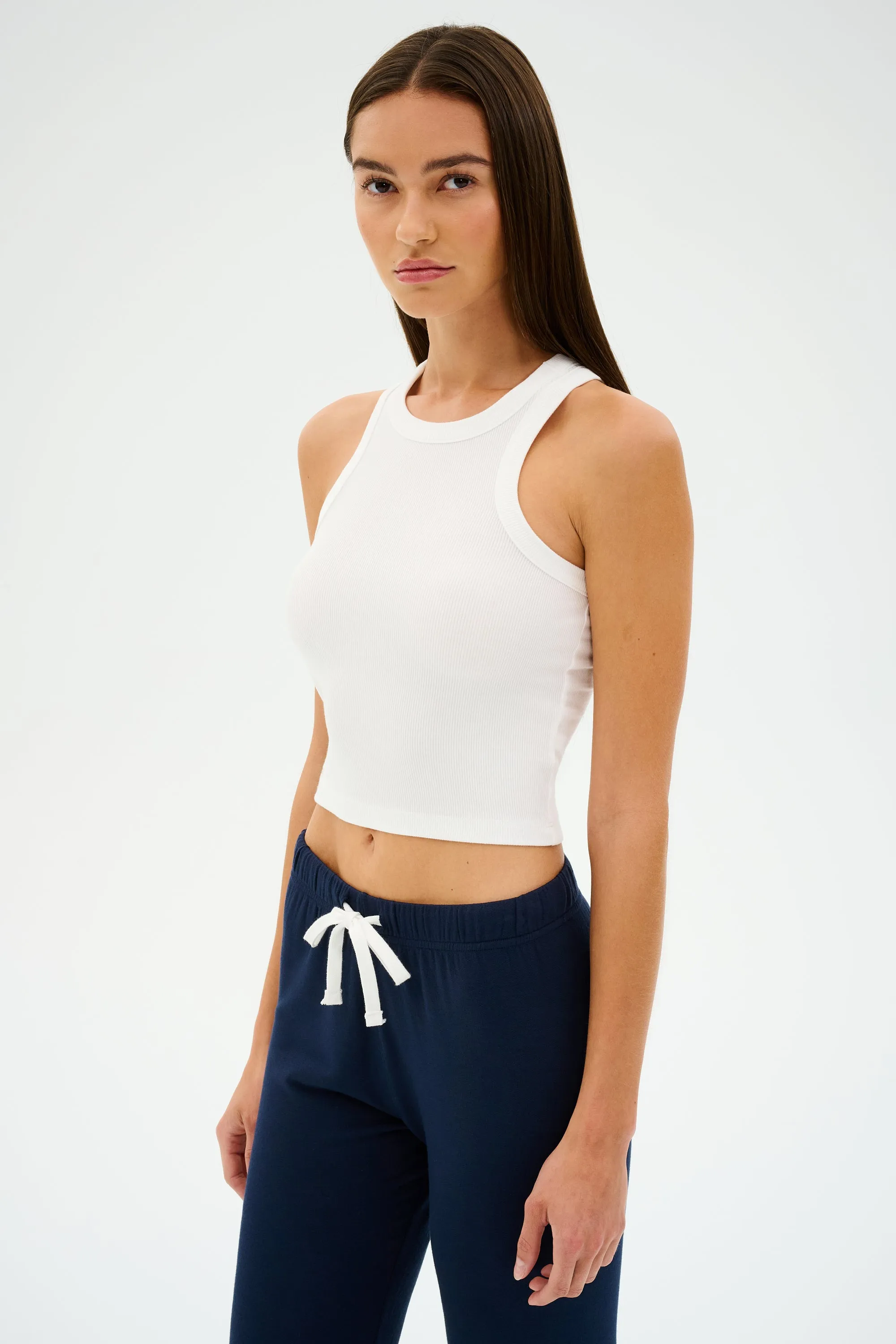 Kiki Rib Crop Tank - White
