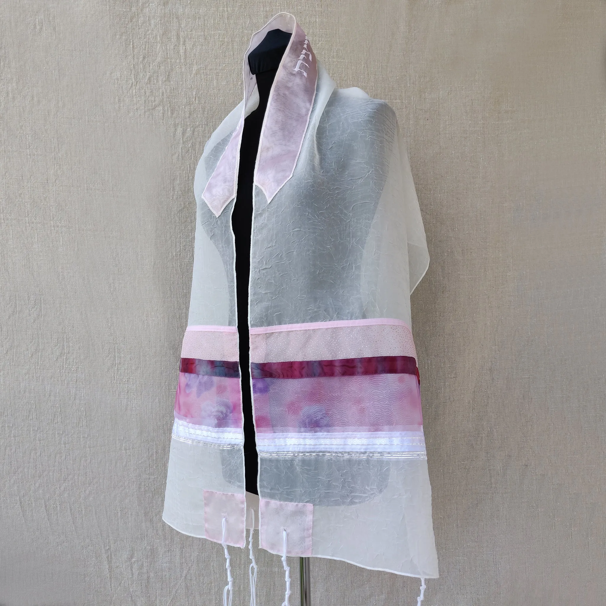 Lady Gabrieli - Voile Tallit - Pink Glitter