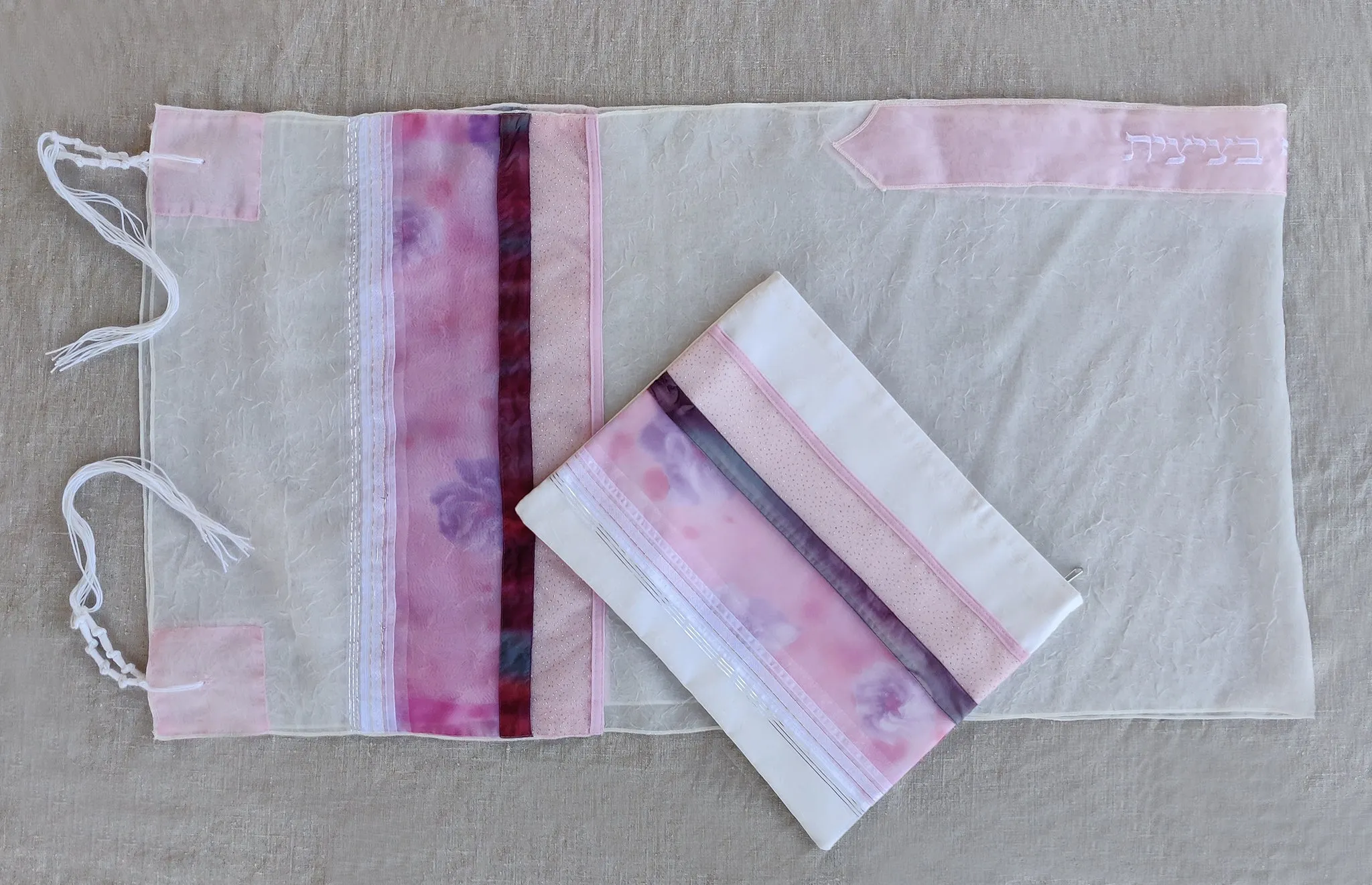 Lady Gabrieli - Voile Tallit - Pink Glitter