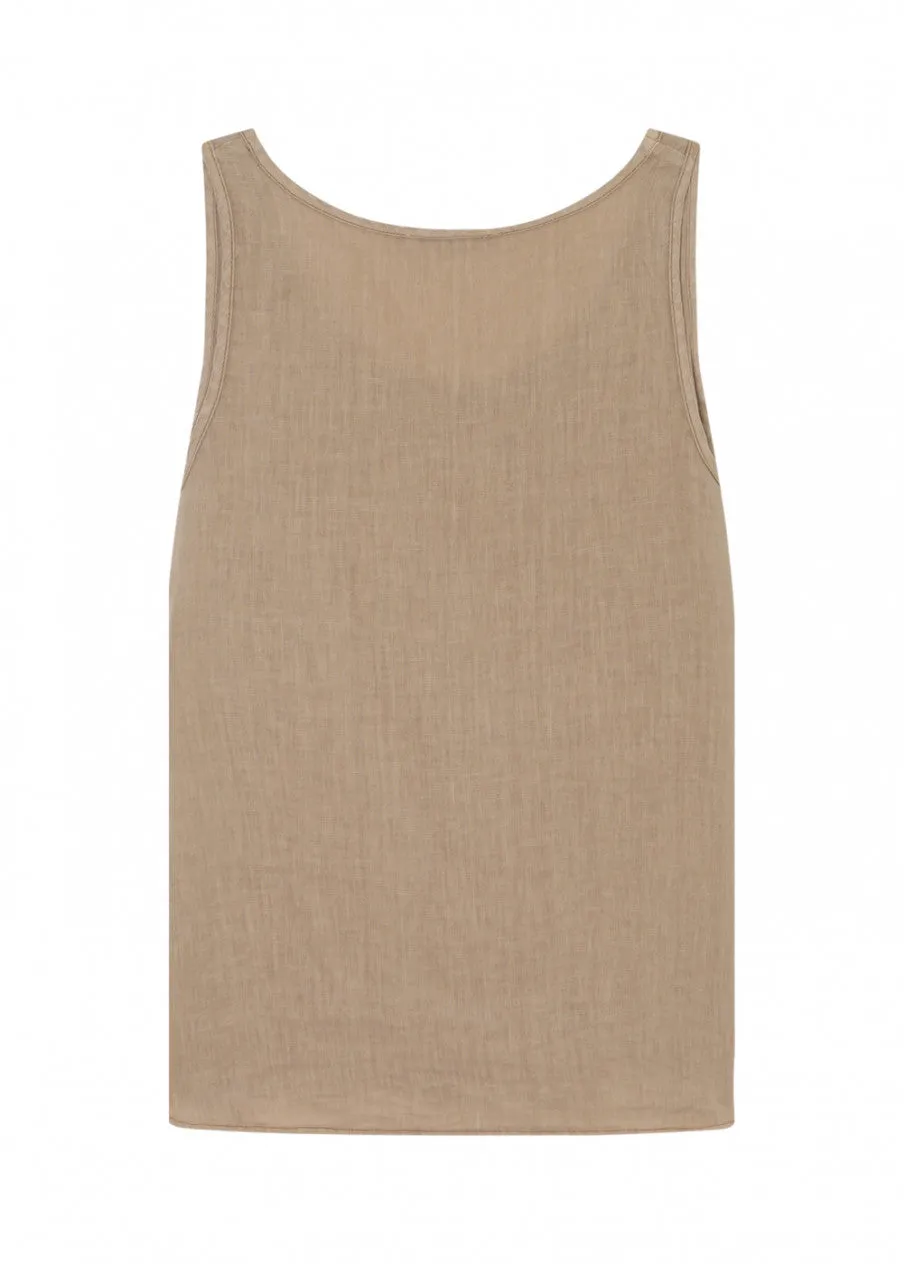 Lea Linen Sleeveless Tank Top.