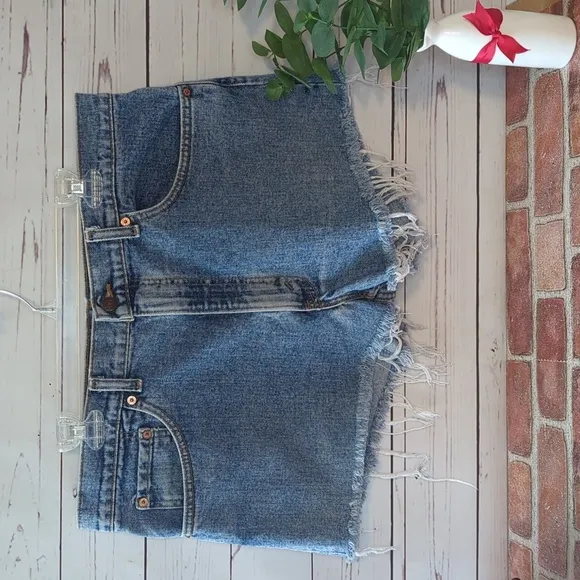 Levi's 550 Vintage 90s Cutoff Jean Shorts Denim Boho Distressed Baggy 38 RARE