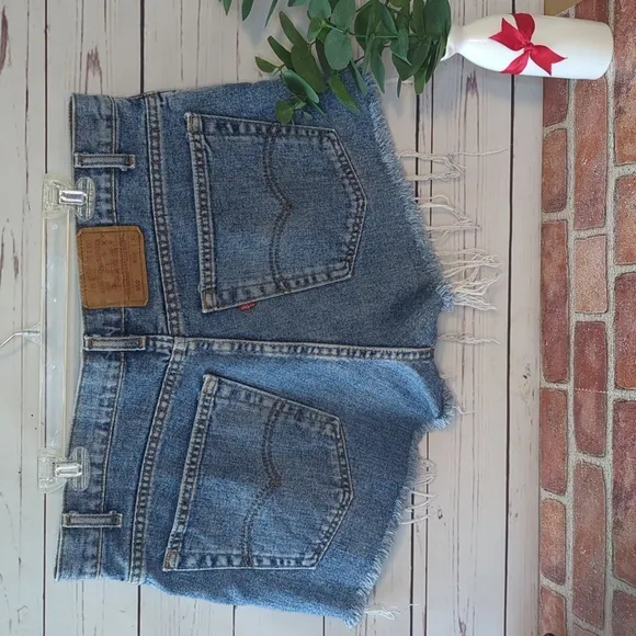 Levi's 550 Vintage 90s Cutoff Jean Shorts Denim Boho Distressed Baggy 38 RARE