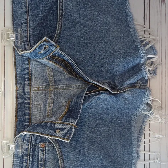 Levi's 550 Vintage 90s Cutoff Jean Shorts Denim Boho Distressed Baggy 38 RARE