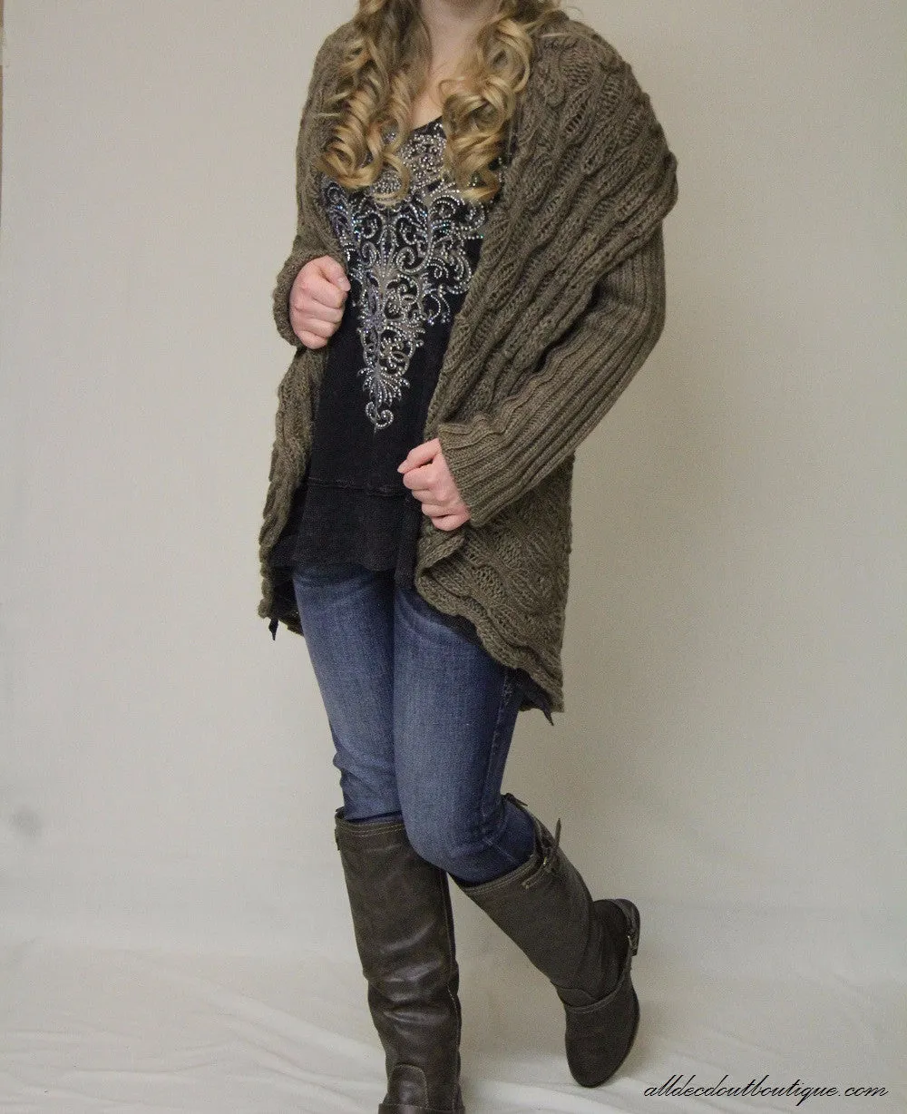 Lily | Crochet Mocha Sweater Cardigan