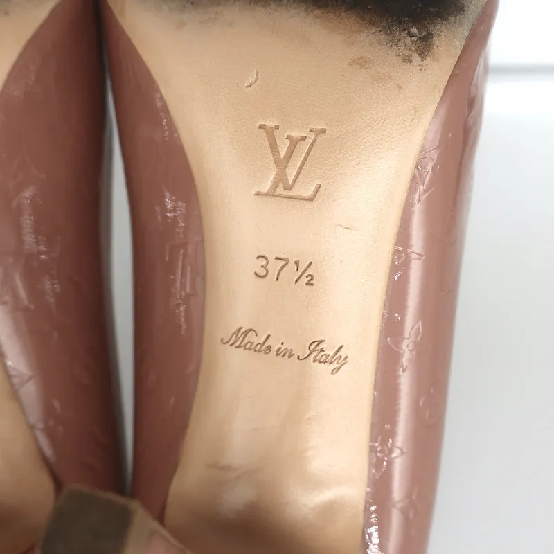 Louis Vuitton Allamanda Gold Cap Toe Pumps Rose Monogram Vernis Size 37.5