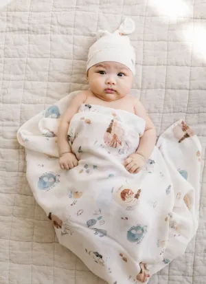 Loulou Lollipop Cozy Forest Muslin Swaddling Blanket