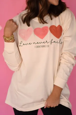 {LOVE NEVER FAILS} Ivory Crew Neck Long-Sleeve Tee